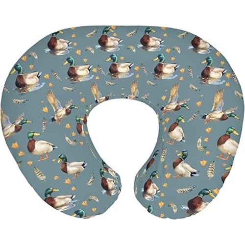 Vintage Mallard Ducks Baby Nursing Pillow Covers for Boy Girl Retro Duck Hunting Nursery Pillowcase for Breastfeeding Pillows Wild Birds Feathers Soft Stretchy Slipcovers for Newborn Infant