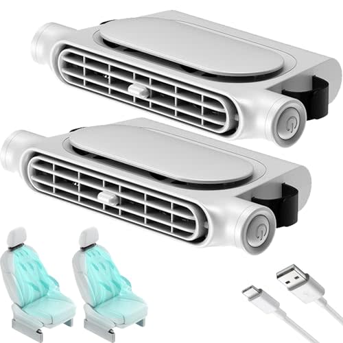 2 Pack Car Seat Fan for Backseat for Kids, Mini Portable Battery Operated Back Seat Baby Quiet Headrest Neck Cooling Fan with 3 Adjustable Wind Speeds All Cars Vehicle RV Truck