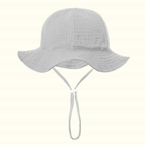 Lovskoo Infant Bucket Hat Wide Brim Baby Summer Sun Protection Floppy Fashion Solid Color Sun-hat Outdoor Cute Sunscreen Gray 3-12 Months