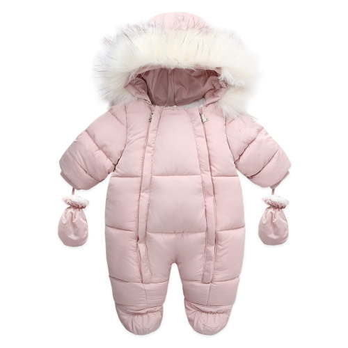 GYRATEDREAM Baby Winter Snowsuit Warm Hooded Puffy Coat Jacket Footed Romper Infant Jumpsuit with Gloves for Boy Girl 6-24M