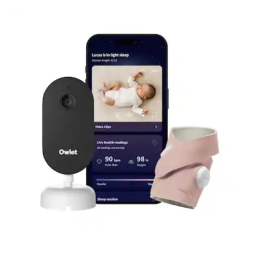 Owlet - Dream Duo (Gen 3) – All-in-One Smart Baby Monitoring with Sock & 2K HD Cam - Dusty Rose