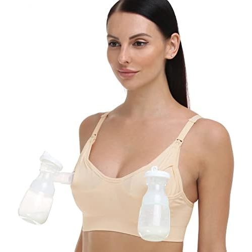GXXGE Nursing Bra Support Pumping Bra Hands Free All in One Maternity Bra Comfortable Breast No Pad Pumps Bra