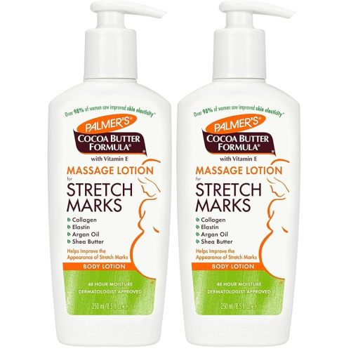 Palmer's Cocoa Butter Formula Massage Lotion For Stretch Marks, Pregnancy Skin Care, Belly Cream with Collagen, Elastin, Argan OIl and Shea Butter, 8.5 Ounces