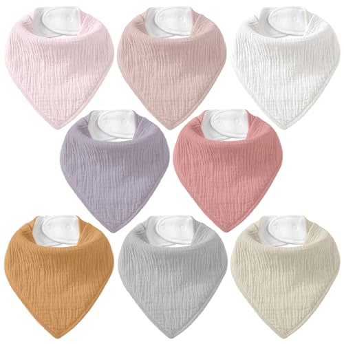 CIVARUA KIDS Muslin Baby Bibs 8 Pack, Baby Bandana Drool Bib for Drooling and Teething, Cotton Soft Absorbent for Girls Boys Medieval Style