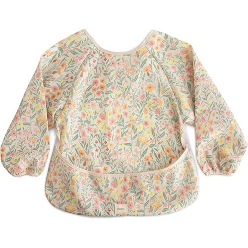 mushie Long Sleeve Baby Bib | Water Resistant Adjustable Fit for Ages 6-24 Months