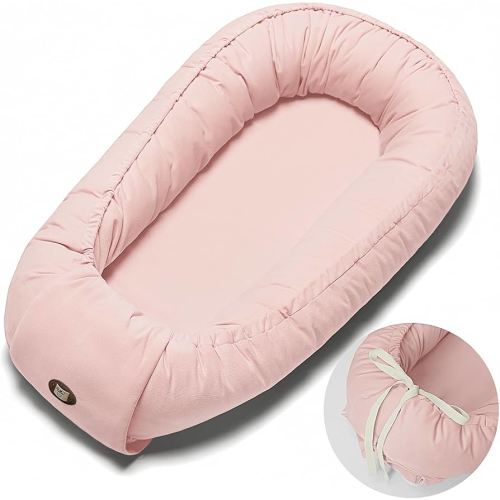 Baby Lounger Pillow, Adjustable Baby Lounger for Newborn 0-24 Months, Breathable & Soft Infant Lounger, Tummy Time Baby Lounger for Home and Travel, Baby Girls & Boys Babies Stuff, Pink