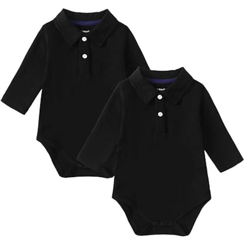 ROMPERINBOX Newborn Baby Boy Collared Onsies Polo Shirt Bodysuit Pique Solid Color Mesh Bubble Short Sleeve Romper Clothes