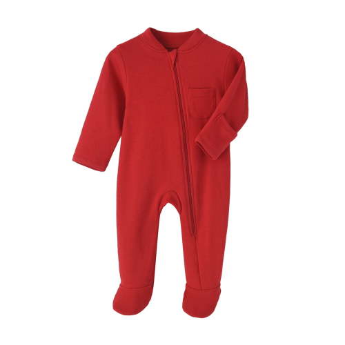 Weebloom Baby Sleepwear Bodysuits Winter Long Sleeve Zip Up Romper Soft Outfit For Toddler 1-12 Months Comfortable Warm Outfit Rompers,Red 0-3 Months