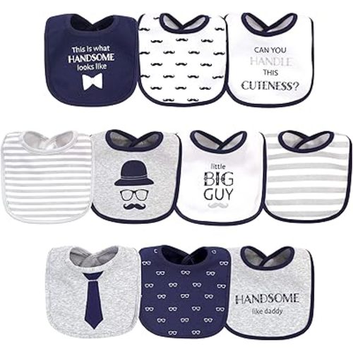 Hudson Baby Unisex Baby Cotton Bibs, Handsome Like Daddy, One Size