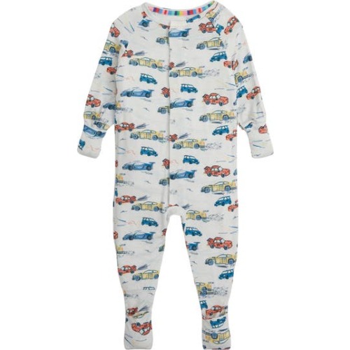 Lap of Life Race Car Print Magnetic Convertible Romper