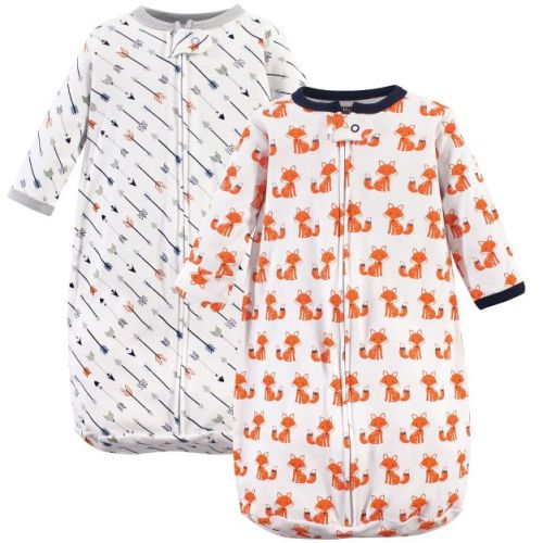 Hudson Baby Infant Boys Cotton Long-Sleeve Wearable Sleeping Bag, Sack, Blanket, Foxes, 3-9 Months