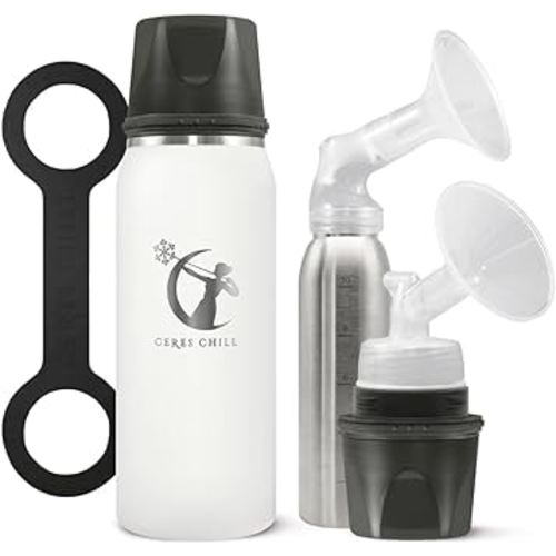 Breastmilk Chiller Reusable Storage Container by CERES CHILL | Keeps Milk Safe for up to 20 Hours | Connects w/Major Pumps (1 Chiller, Bright White)