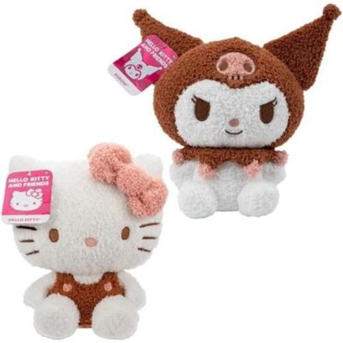 Hello Kitty and Kuromi 8" Velveteen Plush 2-Pack - Officially Licensed Sanrio - Soft Doll Stuffed Animal Toy Figures - Easter Basket Stuffer Gift - 2+