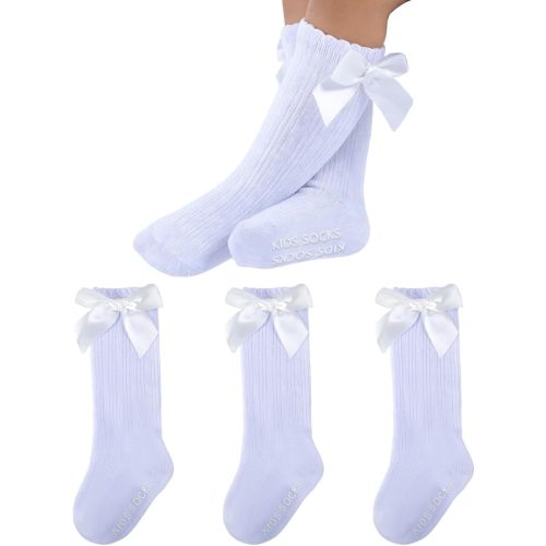 Baby Knee High Socks Non Slip Newborn Infant Toddlers Girl Stockings Cotton Bow Ruffle Long Socks Infant Dress Sock