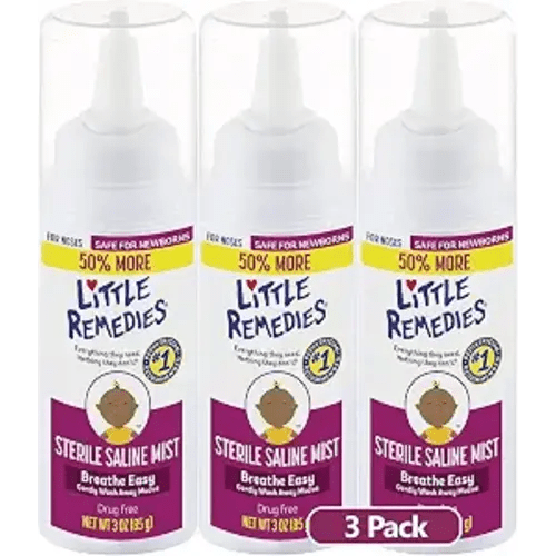Little Remedies Sterile Saline Nasal Mist | Safe for Newborns | 2 FL OZ | 3 Pack
