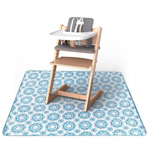 Tiny Twinkle Splat Mat for Under High Chair or Table | 51" x 51" Waterproof & Mess-Proof High Chair Mat for Baby, Machine Washable for Mealtime or Art(Tie Dye)