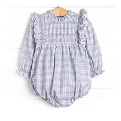 Bleu: Francine Smocked Bubble, Blue – Stitchy Fish