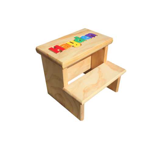 2 Step Personalized Puzzle Name Stool Primary Colors