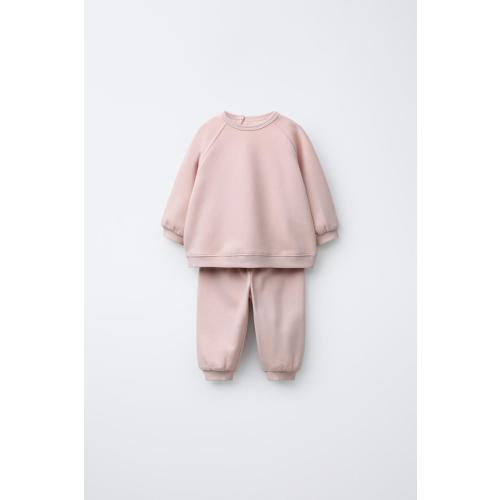 BASIC SWEATSHIRT AND JOGGER PANTS SET - Pale pink | ZARA Canada