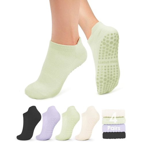 YeuG 4/6 Pairs Pilates Socks for Women - Non Slip Grip Socks for Yoga, Barre, Hospital, Barefoot