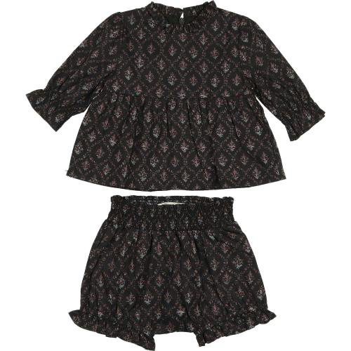 Baby Girls Vintage Victorian Ruffle Trim Peplum Top & Bloomer 2-Piece Set