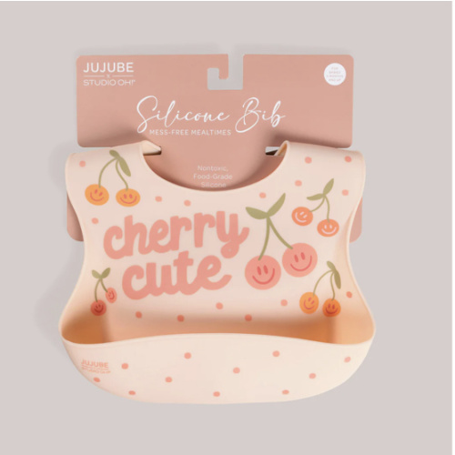 JuJuBe x Studio Oh! Food-Grade Silicone Bib - Cherry Cute by Doodle By Meg