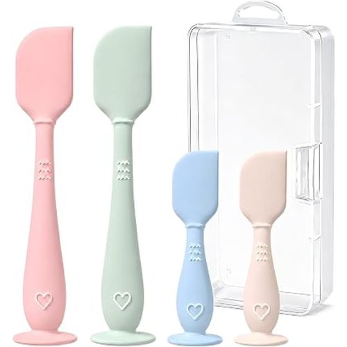 4-Pack Diaper Cream Spatula Set & Case, Soft Diaper Rash Cream Applicator