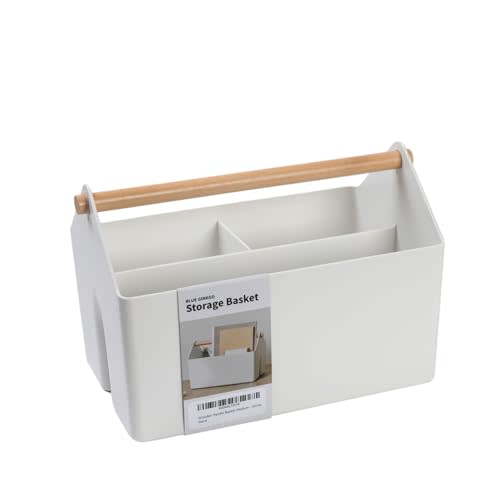 BLUE GINKGO Storage Basket, Medium 4.5L, White, Made in Korea | Portable. Divided Storage Bin. Everyday Organization.