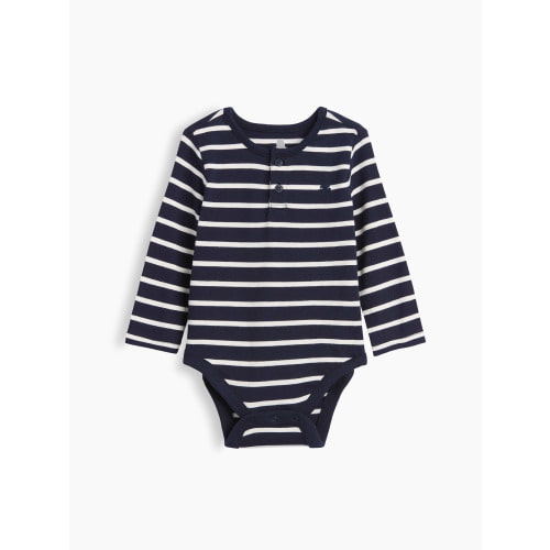 Baby First Favorites Organic Cotton Stripe Henley Bodysuit