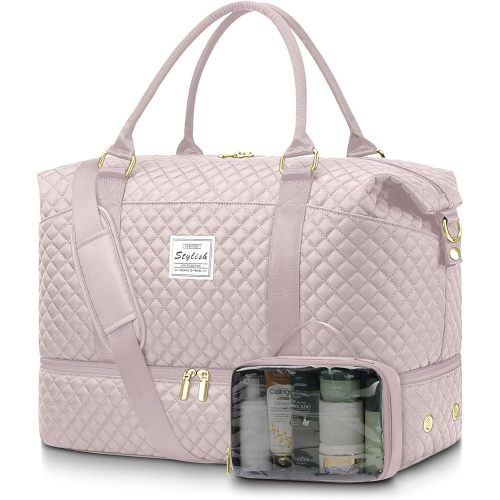 Women Weekender Travel Duffle Bag: Travel Duffel Overnight Bags with Shoe Compartment Large Carry on Tote Bag Toiletry Bag Weekend Yoga Gym Hospital Bags for Labor and Delivery with Wet Pocket