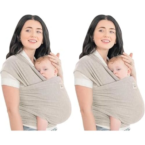 KeaBabies Baby Wrap Carrier - All in 1 Original Baby Carrier Newborn to Toddler Sling, Easy to Wear, Hands Free Bonding, Lightweight, Breathable Infant Wraps (Stone Gray) (Pack of 2)
