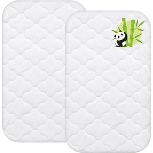 Waterproof Bassinet Mattress Protector Cover, Fits for AMKE, Baby Joy, Ezebaby, bonbay and Larex Baby Bassinet, 2 Pack, Skin Friendly and Breathable Bassinet Mattress Pad