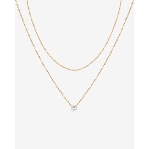 Layered Baguette Pendant Necklace