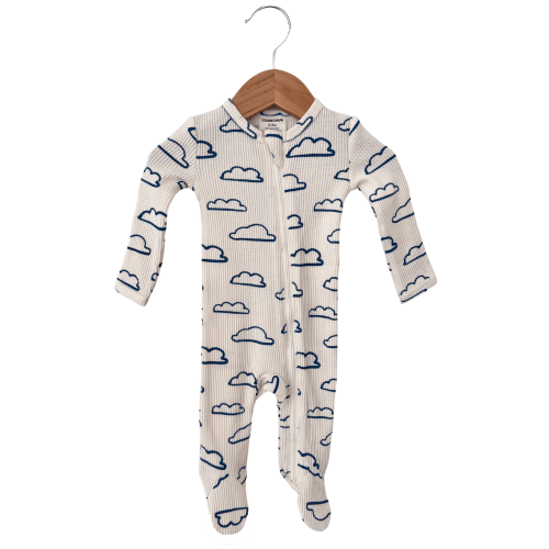 Organic Waffle Basic Zip Footie, Cloud