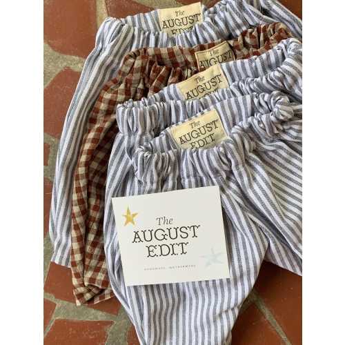 Handmade Baby Trousers, Linen Cotton Gingham Stripe, Gender Neutral Loose Fit