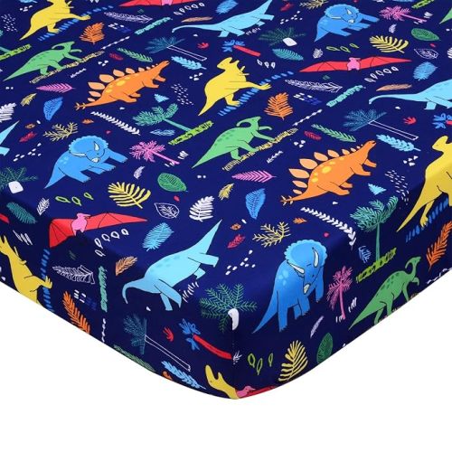 Cloele Dinosaur Fitted Crib Sheet for Baby Boys,Blue,1 Pack Baby Crib Sheet