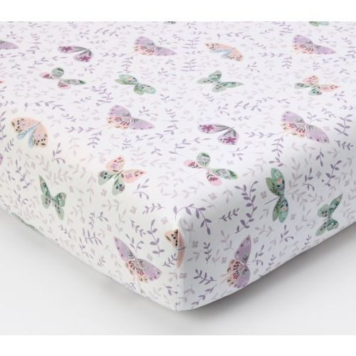 Margot Butterfly Organic Crib Fitted Sheet: Set of 2