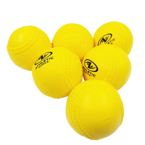 Athletic Works 9 in. Practice Foam Baseballs with Carrying Bag, Yellow, 6 pack, 1.5 oz
