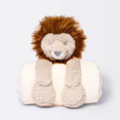 Plush Blanket with Soft Toy - Cloud Island™ Lion: Baby Blanket Set, Solid and Animal Pattern, 2 Pieces, 40" x 30"