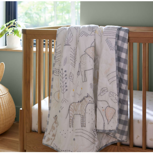 Safari Friends Gauze Organic Cotton Baby Crib Quilt