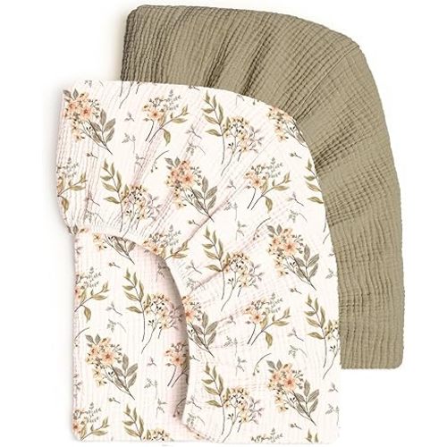 Lulumoon Crib Sheet Muslin for Baby: Soft Cotton Crib Sheets Fitted for Toddler Girl and Boy - Breathable Crib Mattress Sheet 28"X 52"
