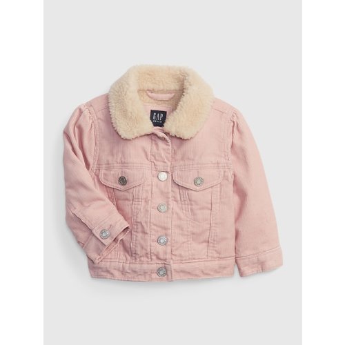 Baby Sherpa-Lined Corduroy Jacket in pink standard