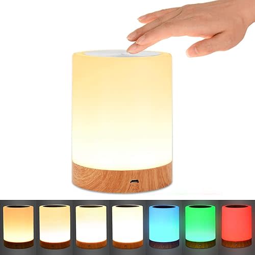 Night Light, Touch Lamp for Bedrooms Living Room Portable Table Bedside Lamps with Rechargeable Internal Battery Dimmable 2800K-3100K Warm White Light & Color Changing RGB (Regular Size)…