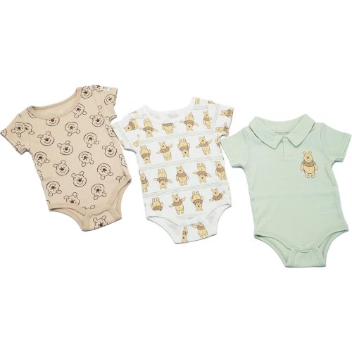 Magic Threadz Disney Clothes Baby Boys 3-Pack Bodysuits – Mickey Mouse & Winnie the Pooh Outfit Set (0M–9M)