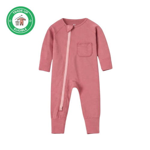 Organic Zip Romper in Color Berry