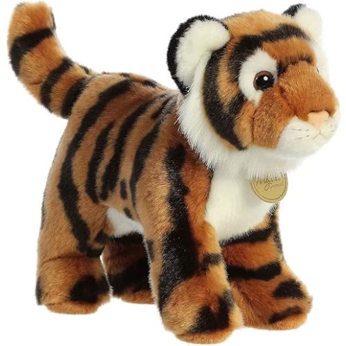 Aurora® Realistic Miyoni® Bengal Tiger Stuffed Animal - Lifelike Details Make a Cherished Companion - Perfect for Decorating Bedrooms or Classrooms - Brown 9 Inches