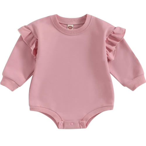 MERSARIPHY Baby Girl Boy Sweatshirt Romper Toddler Newborn Long Sleeve Bubble Oversized Bodysuit Onesie Neutral Fall Clothes