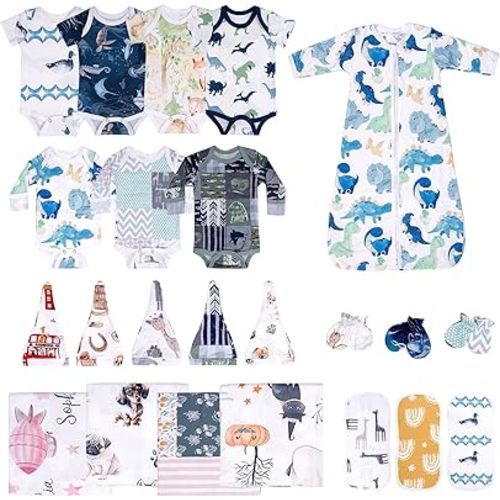 23 Piece Newborns Layette Gift Set for Boys & Girls, Newborn to 6 Months, Baby Clothes Essential