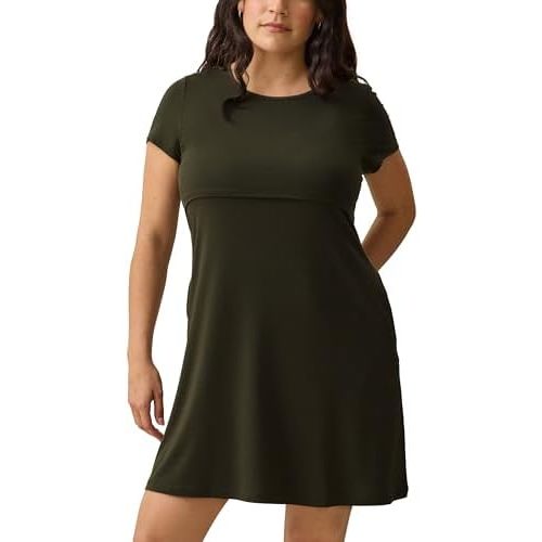 Kindred Bravely Essentials Maternity & Nursing T-Shirt Dress, Short Sleeve, Breastfeeding, Pregnancy, Postpartum Dress