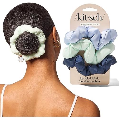 Kitsch Scrunchies for Women - No Crease Hair Ties No Damage | Soft Polyester Scrunchies for All Hair Types & Textures | Stylish & Comfortable, For Ponytails & Buns - Garden Bouquet, 3pcs